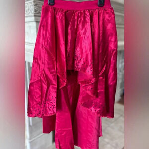 Hi Low Red Satin Black Beaded Skirt Dance Halloween Size Adult Medium